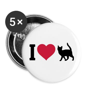I love cats - Buttons large 2.2''/56 mm (5-pack) - white - Front