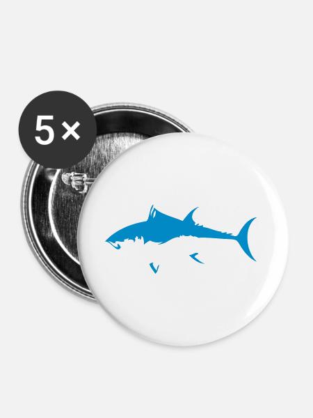 Roter Thunfisch - Buttons groß 56 mm (5er Pack) - Weiß