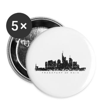 Frankfurt am Main Skyline (Vintage/Schwarz) - Buttons groß 56 mm (5er Pack) - Weiß - Vorne