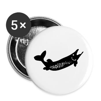 poisson - Lot de 5 grands badges (56 mm) - blanc - Devant