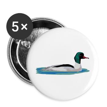 Gänsesäger - Buttons groß 56 mm (5er Pack) - Weiß - Vorne