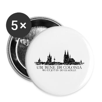UBI BENE IBI COLONIA Kölner Skyline von Köln - Buttons groß 56 mm (5er Pack) - Weiß - Vorne