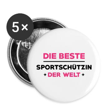 Sportschießen Schützen Sportschütze Sportschützin - Buttons groß 56 mm (5er Pack) - Weiß - Vorne