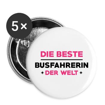 Busfahrer Busfahrerin Bus Reisebusse Fahrer Auto - Buttons groß 56 mm (5er Pack) - Weiß - Vorne