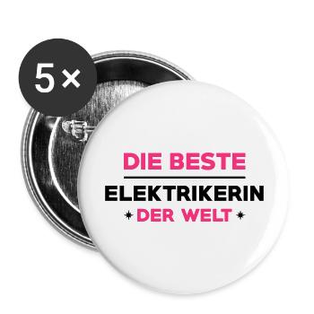 Elektriker Elektrikerin Elektrizität Heimwerker - Buttons groß 56 mm (5er Pack) - Weiß - Vorne
