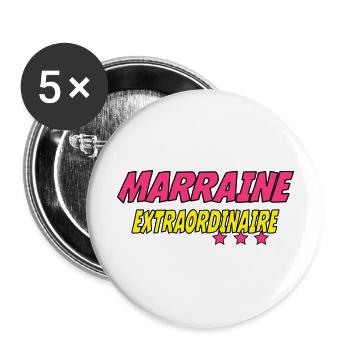 Marraine extraordinaire - Lot de 5 grands badges (56 mm) - blanc - Devant