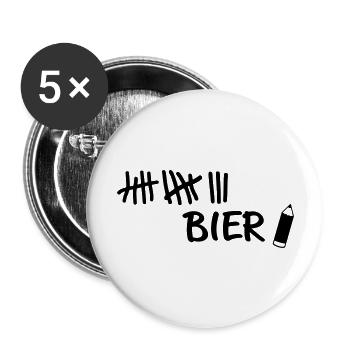 Striche - Bier Stift - Buttons groß 56 mm (5er Pack) - Weiß - Vorne