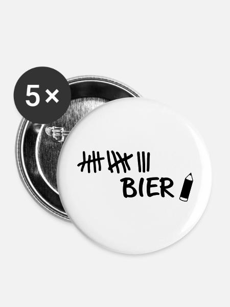 Striche - Bier Stift - Buttons groß 56 mm (5er Pack) - Weiß