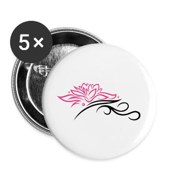 Lotus mit Tribal, Wellness, Yoga - Buttons groß 56 mm (5er Pack) - Weiß - Vorne