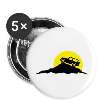 Reise - Berge Jeep - Buttons groß 56 mm (5er Pack) - Weiß - Vorne