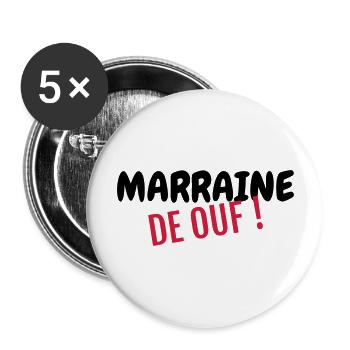 Patin / Pate / Patentochter / Patensohn - Buttons groß 56 mm (5er Pack) - Weiß - Vorne