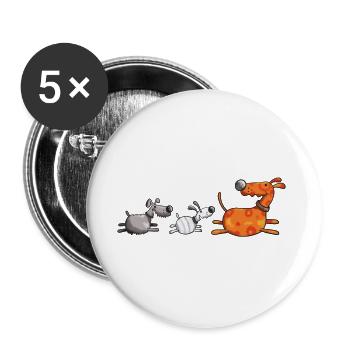 Drei Hundetiere - Hund - Hunde - Dog - Comic - Buttons groß 56 mm (5er Pack) - Weiß - Vorne