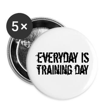 tous les jours est la journée d'entraînement gym m - Lot de 5 grands badges (56 mm) - blanc - Devant