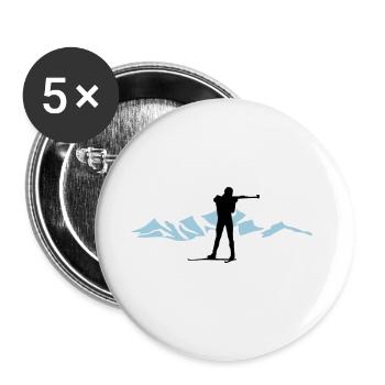 Biathlon and mountain - Buttons large 2.2''/56 mm (5-pack) - white - Front