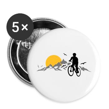 Sport - Radfahrer Berge - Buttons groß 56 mm (5er Pack) - Weiß - Vorne