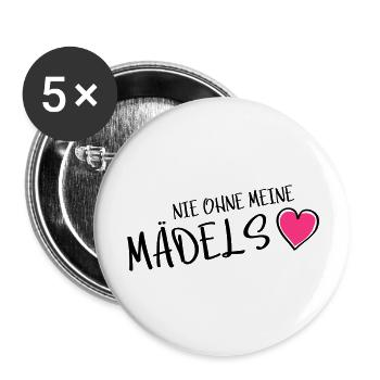 nie ohne meine maedels herz - Buttons groß 56 mm (5er Pack) - Weiß - Vorne