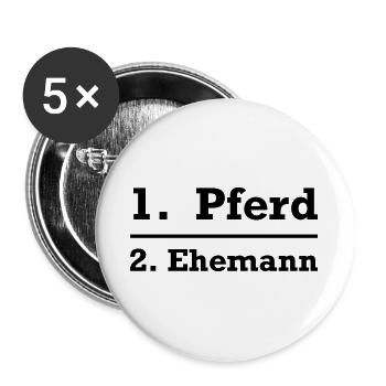 Pferd vor Ehemann - Buttons groß 56 mm (5er Pack) - Weiß - Vorne