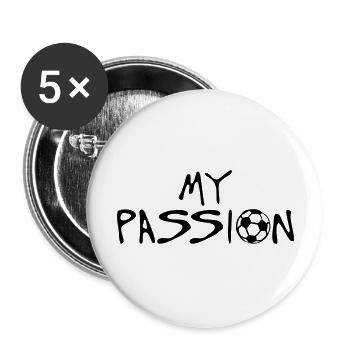 football my passion citation sport - Lot de 5 grands badges (56 mm) - blanc - Devant
