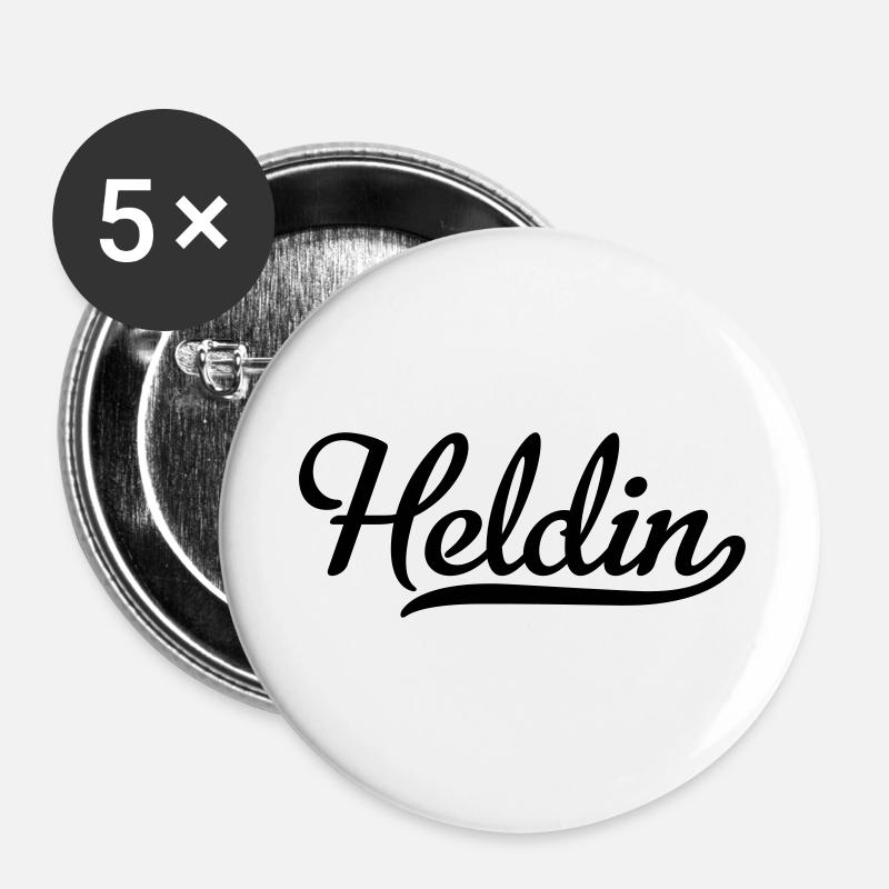 Heldin - Buttons groß 56 mm (5er Pack) - Weiß