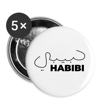 Habibi Schatz Arabischer Ausdruck Geschenk Heart - Buttons groß 56 mm (5er Pack) - Weiß - Vorne