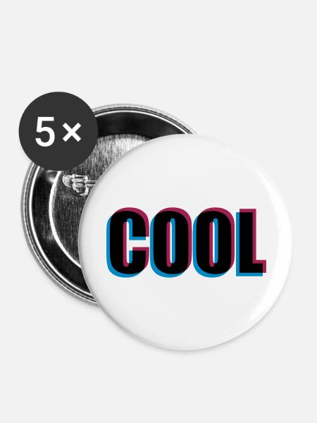 3D Effekt Cool - Buttons groß 56 mm (5er Pack) - Weiß