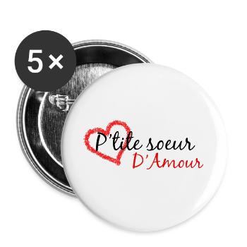 Petite soeur d'amour - Lot de 5 grands badges (56 mm) - blanc - Devant