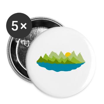 Landschaft - Bäume - See - Buttons groß 56 mm (5er Pack) - Weiß - Vorne