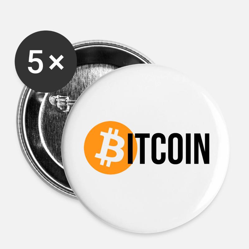 bitcoin - Buttons groß 56 mm (5er Pack) - Weiß