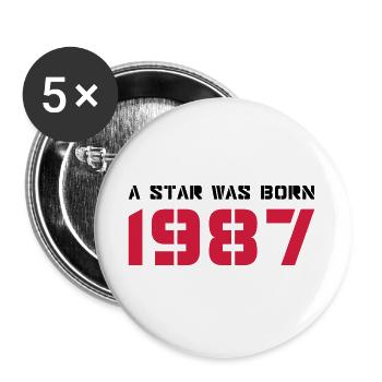 Geburtsjahr Geburtstag Born In - Made in 1987 - Buttons groß 56 mm (5er Pack) - Weiß - Vorne