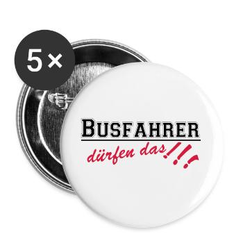 Busfahrer Bus Omnibus Kraftfahrer dürfen...(25) - Buttons groß 56 mm (5er Pack) - Weiß - Vorne