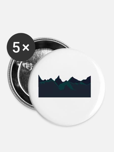 Berge - Buttons groß 56 mm (5er Pack) - Weiß
