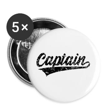 Capitaine capitaine - Lot de 5 grands badges (56 mm) - blanc - Devant