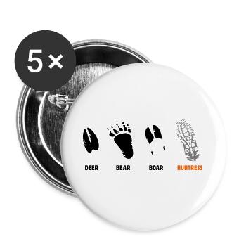 Deer, bear, wild boar, huntress, foot seal - Buttons large 2.2''/56 mm (5-pack) - white - Front