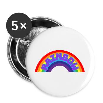 Regenbogen - Buttons groß 56 mm (5er Pack) - Weiß - Vorne