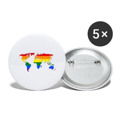 RAINBOW WORLD - LOVE Is LOVE - GAYPRIDE - Buttons groß 56 mm (5er Pack)