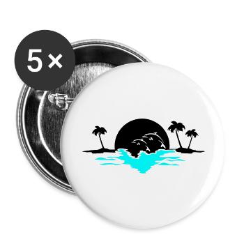 sunset delfine - Buttons groß 56 mm (5er Pack) - Weiß - Vorne