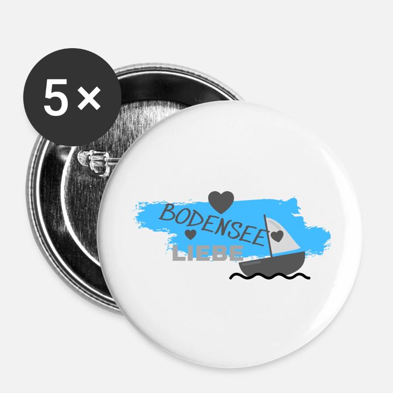BODENSEE LIEBE - Buttons groß 56 mm (5er Pack) - Weiß
