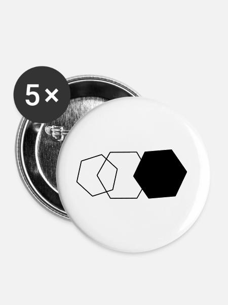 polygones - Buttons groß 56 mm (5er Pack) - Weiß