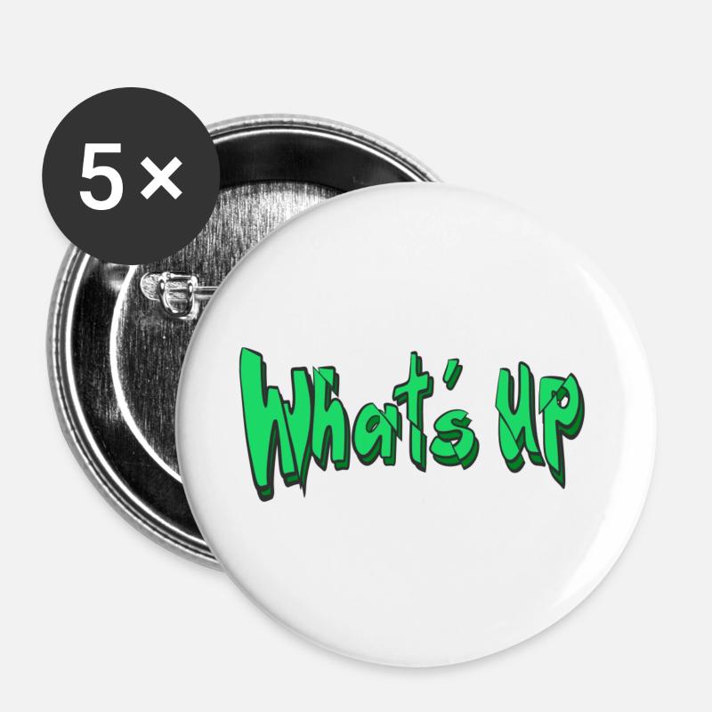 Whatˋs Up lettering - Buttons large 2.2''/56 mm (5-pack) - white