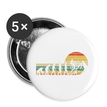 Evolution Mountainbiker Fahrrad fahren Berge Natur - Buttons groß 56 mm (5er Pack) - Weiß - Vorne