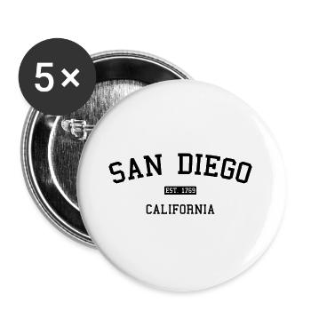 San Diego - California - USA - United States - Buttons groß 56 mm (5er Pack) - Weiß - Vorne