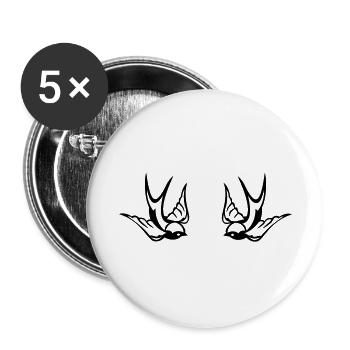 Schwalben Paar - Buttons groß 56 mm (5er Pack) - Weiß - Vorne