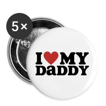 Ich liebe meinen Papa - Buttons groß 56 mm (5er Pack) - Weiß - Vorne