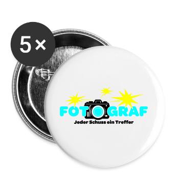 Fotograf Fotografin Fotokamera - Buttons groß 56 mm (5er Pack) - Weiß - Vorne