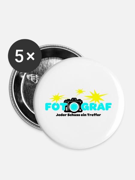 Fotograf Fotografin Fotokamera - Buttons groß 56 mm (5er Pack) - Weiß