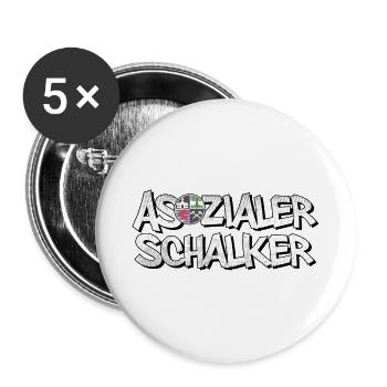 Asozialer Schalker | Gelsenkirchen Schalke - Buttons groß 56 mm (5er Pack) - Weiß - Vorne