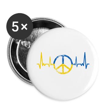 Ukraine Heartbeat Shirt with ECG - Buttons large 2.2''/56 mm (5-pack) - white - Front