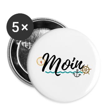 Moin - Buttons groß 56 mm (5er Pack) - Weiß - Vorne