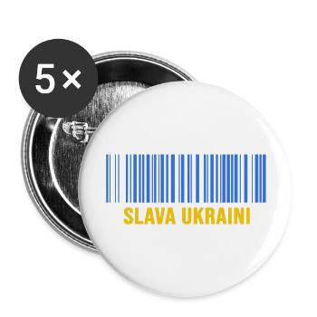 slava ukraini stand with ukraine free kiew barcode - Buttons groß 56 mm (5er Pack) - Weiß - Vorne