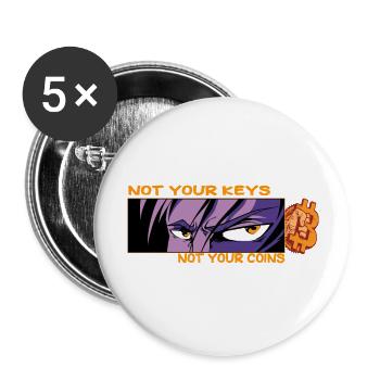 Bitcoin, Not your keys not your Coins - Buttons large 2.2''/56 mm (5-pack) - white - Front